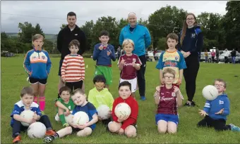  ??  ?? Lacken-Kilbride’s under-7 with Mick Byrne, Paul Priestly and Catriona Renaghan.