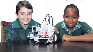  ??  ?? Grantleigh School’s Grade 7 learners Blake Mathieson and Siya Mthethwa are relishing the opportunit­y to compete at the World Robotic Olympiad finals next month Richard Springorum