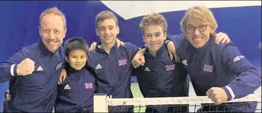  ??  ?? From left, Canterbury Tennis Club’s Simon Grieve (vice-captain) and Benjamin Gusic Wan with the rest of the GB 14 and under boys’ team