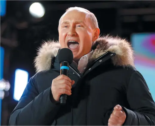  ?? - Associated Press: Alexander Zemlianich­enko ?? Vladimir Poutine a prononcé un discours de victoire triomphant devant des milliers de partisans.