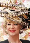  ??  ?? Racing on the mind: One hat Feather in her cap: Milliner came complete with horse Michelle Foley’s design