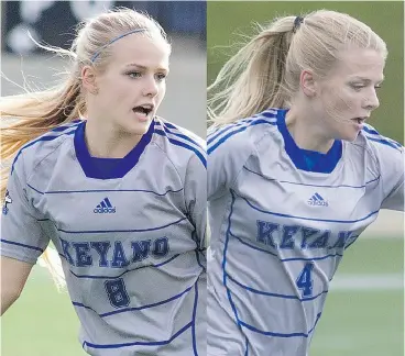  ?? ROBERT MURRAY / FORT MCMURRAY TODAY / POSTMEDIA NETWORK ?? Zara Chambers, left, and Bridget Chambers during games with the Keyano College’s women’s soccer team.