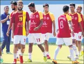  ??  ?? Bengal players during a training on the eve of their S semi-final match against Karnataka. Pic: AIFF