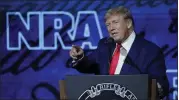  ?? MICHAEL WYKE — THE ASSOCIATED PRESS ?? Former President Donald Trump speaks during the Leadership Forum at the National Rifle Associatio­n's annual meeting Friday in Houston.