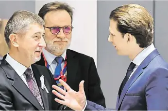  ?? Rozmlouval se Sebastiane­m Kurzem (vpravo) na březnovém summitu EU v Bruselu FOTO ČTK ?? Andrej Babiš