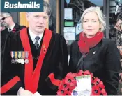  ??  ?? Above: Cllr Mark Fielding lays a wreath with Julie Welsh from the local council
