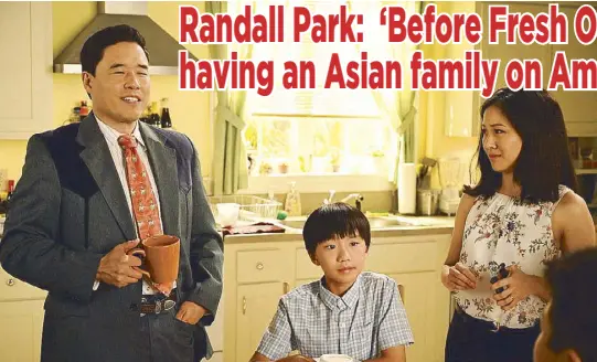  ??  ?? All in the family: Randall Park, Ian Chen and Constance Wu in a family moment from Fresh off the Boat’s final season.