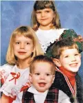  ?? COURTESY OF APRIL JEFFAS ?? This family portrait was taken sometime before the Ethier children were split up into different homes. Clockwise from top is April Jeffas, brothers Cody and Tylor and sister Brandie. Three of the siblings have reunited, but Brandie, the eldest, remains...