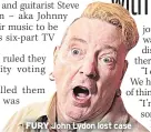  ?? ?? FURY John Lydon lost case