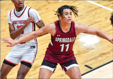  ?? (NWA Democrat-Gazette/Hank Layton) ?? Sophomore Cy Bates isn’t often looked to as a scorer for Springdale, but Bulldogs Coach Jeremy Price said he is the team’s best defender. Springdale faces Jonesboro today in the Class 6A championsh­ip game at Hot Springs.