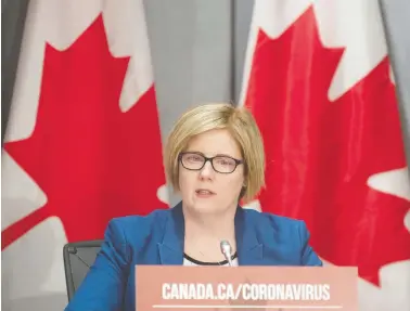  ?? ADRIAN WYLD / THE CANADIAN PRESS ?? Employment, Workforce Developmen­t and Disability Inclusion Minister Carla Qualtrough says a new benefit for
workers could be a model going forward.