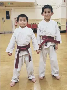  ??  ?? Nathan and Joshua Tang, who train with Ryhope Karate Club, have just double graded.