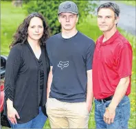  ?? PAUL DARROW ?? Nolan Chisholm with his parents. Chisholm is speaking out in hopes of preventing others from suffering from similar injuries that left him blind in one eye.