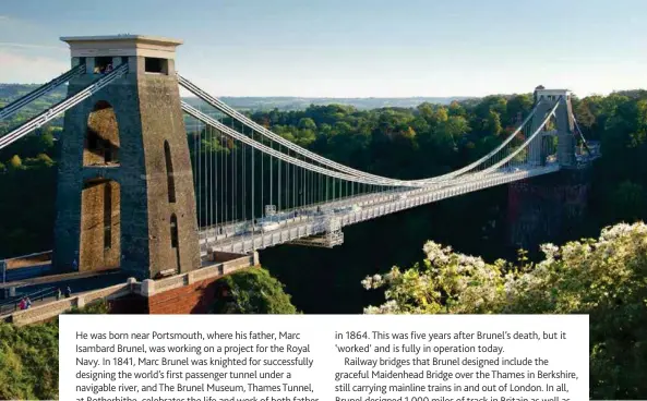  ??  ?? Pictured above to below: Clifton Suspension Bridge and couple waiting to board the Great Western Railway.