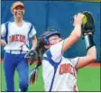  ?? KYLE MENNIG – ONEIDA DAILY DISPATCH ?? Oneida’s Brianna Laureti (5) makes a catch to retire an Adirondack batter during their Section III Class B semifinal in Syracuse on Sunday.