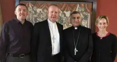  ??  ?? REBUILDING: Trocaire’s Sean Farrell, Archbisop Eamon Martin, Archbishop Warda of Iraq and Trocaire CEO Caoimhe de Barra