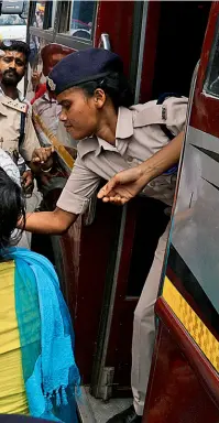  ?? Kin of policemen protesting in Raipur ?? RALLYING BEHIND