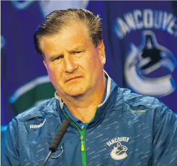  ?? ARLEN REDEKOP / PNG FILES ?? Vancouver Canucks GM Jim Benning says letting go of good people is tough, but that’s what needs to take place in order to have unity through the ranks.