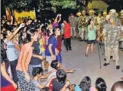  ?? PTI ?? Students protest against the alleged molestatio­n of a university girl and the failure of the administra­tion to act against the attackers.