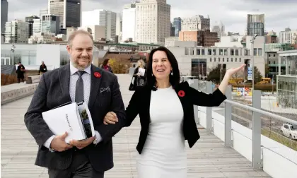  ??  ?? Mayor Valérie Plante and Benoit Dorais at the Old Port Thursday. “This budget will make a difference in the lives of our citizens,” Plante says. ALLEN McINNIS