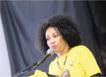  ??  ?? INTERNATIO­NAL Relations and Co-operation Minister Lindiwe Sisulu speaks to ANC members in Stanger where she was campaignin­g for elections. Sisulu warned about the consequenc­es of xenophobic attacks that took place in recent weeks in Durban. | African News Agency (ANA)