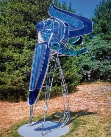  ?? JOSEPH FERGUSON ?? “I want the sculpture to be out where people can see it,” said Joseph Ferguson, 92, of “Seraph,” the 12-foot-high creation he donated to Burlington.