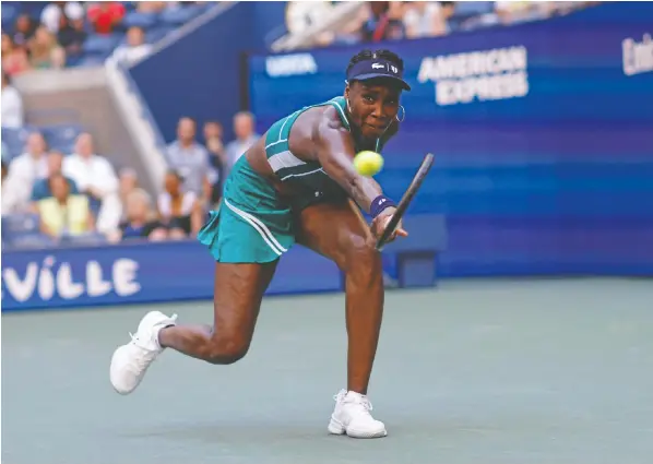  ?? KENA BETANCUR/AFP VIA GETTY IMAGES ?? Venus Williams was eliminated in the first round of the U.S. Open on Tuesday night.