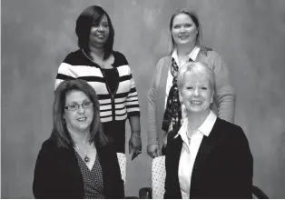  ?? Submitted photo ?? The staff at Better Hearing Care provides customers with the level of service and expertise you’d expect from an experience­d hearing profession­al. The staff consists of Sonya Champion and Judy Coleman, front row, and Staci Young and Alidya McKiever,...