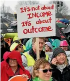  ??  ?? Primary school teachers and principals march in Hamilton as part of a nationwide strike in August.