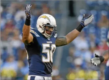  ?? AP Photo ?? Chargers inside linebacker Manti Te’o sparined his right foot and will miss San Diego’s game Thursday against Chicago.