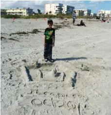  ?? UZMA JALALUDDIN ?? During the winter ahead, Uzma Jalaluddin will replay memories in her head of a vacation in Orlando, where her son Ibrahim built sandcastle­s.