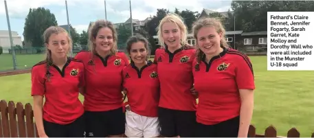 ??  ?? Fethard’s Claire Bennet, Jennifer Fogarty, Sarah Garret, Kate Molloy and Dorothy Wall who were all included in the Munster U-18 squad