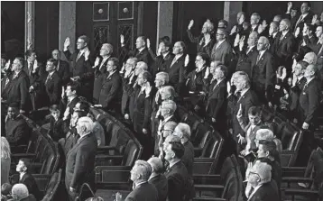  ?? MICHAEL REYNOLDS/EPA ?? Members of the 115th Congress — one of the oldest sessions in history — are sworn into office in January 2017.