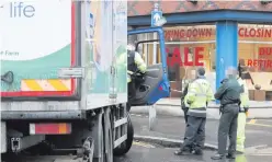  ??  ?? The scene of the accident on Wellwood Street, Belfast where Lorraine Burrows was struck by a lorry last month