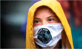  ?? Photograph: Jonathan Nackstrand/AFP/Getty Images ?? Greta Thunberg pictured during a Fridays for Future protest in front of the Swedish parliament, Stockholm, October 2020.