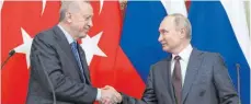  ?? FOTO: DPA ?? Der türkische Präsident Erdogan und Russlands Präsident Putin.