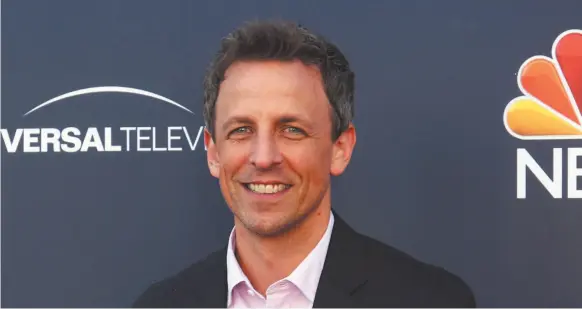  ?? AP FILE PHOTO ?? Seth Meyers arrives at the Late Night with Seth Meyers FYC event in Los Angeles in May. Meyers will host the 75th Golden Globe Awards on Sunday on NBC.
