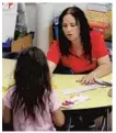  ?? STEPHEN M. DOWELL/
ORLANDO SENTINEL ?? VPK teacher Adalina Caraball instructs children at Azalea Park Learning Center child care facility in Orlando on Wednesday.