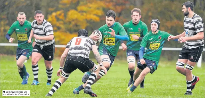  ??  ?? Joe Rivers sets up an attack for Ormskirk