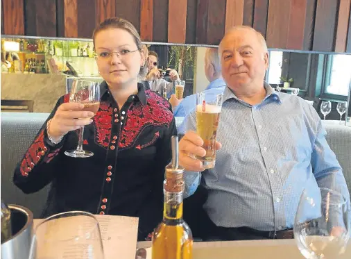  ??  ?? VICTIMS: Sergei Skripal and his daughter Yulia Skripal are now recovering after they were attacked with a nerve agent in March