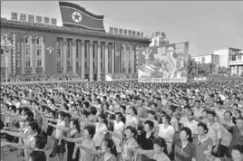  ?? REUTERS ?? A mass rally at Pyongyang’s Kim Il Sung Square on Wednesday. North Korea said on Saturday that nearly 3.5 million workers, party members and soldiers volunteere­d to join or rejoin its army to resist new UN sanctions and to fight against the United...