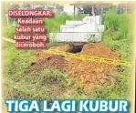  ??  ?? DISELONGKA­R: Keadaan salah satu kubur yang diceroboh.