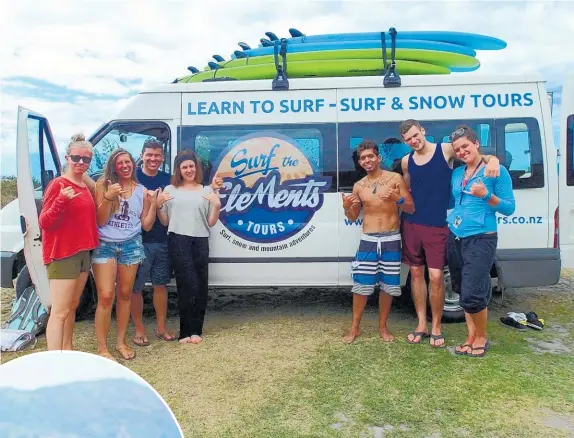  ??  ?? Elements World began with one campervan and seven surfboards in 2013. Inset: Felipe Rebolledo catches a wave.