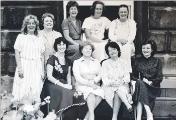  ??  ?? Fine Gael women TDs elected in 1982, including Fermoy’s Myra Barry (standing left). Pictured are, front row: Nora Owen, Alice Glenn, Gemma Hussey and Madeleine Taylor Quinn; Back row: Myra Barry, Monica Barnes, Nuala Fennell, Avril Doyle and Mary Flaherty.