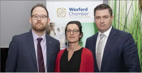  ??  ?? George Skelton of RDA Accountant­s Ltd and Catherine O’ Connor of Mullen Solicitors with Karl Fitzpatric­k, Chamber Vice President at a Wexford Chamber seminar on ‘The Art of Buying and Selling a Business.