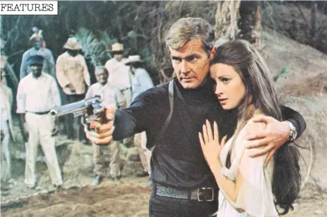  ??  ?? Jane Seymour with Roger Moore in Live and Let Die: ‘He was charming and cheeky’