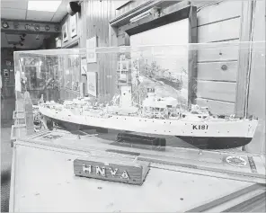  ??  ?? The balsa wood Corvette HMCS Sackville built by former president Tom Dean.