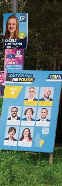  ?? Foto: Gerry Huberty ?? Kaum zu übersehen: die Hohlkammer­plakate an den Straßenlat­ernen zu Wahlkampfz­eiten.