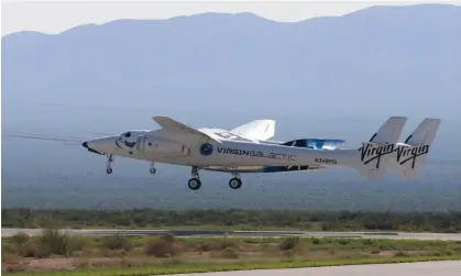  ?? Photograph: Joe Skipper/Reuters ?? Virgin Galactic's passenger rocket plane VSS Unity. About 800 tickets for trips on the aircraft have been sold at a cost of up to $450,000 per seat.