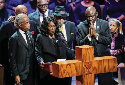  ?? Pool/Getty Images ?? At her son’s funeral in Memphis, Tenn., RowVaughn Wells urged Congress to pass the law named for George Floyd.